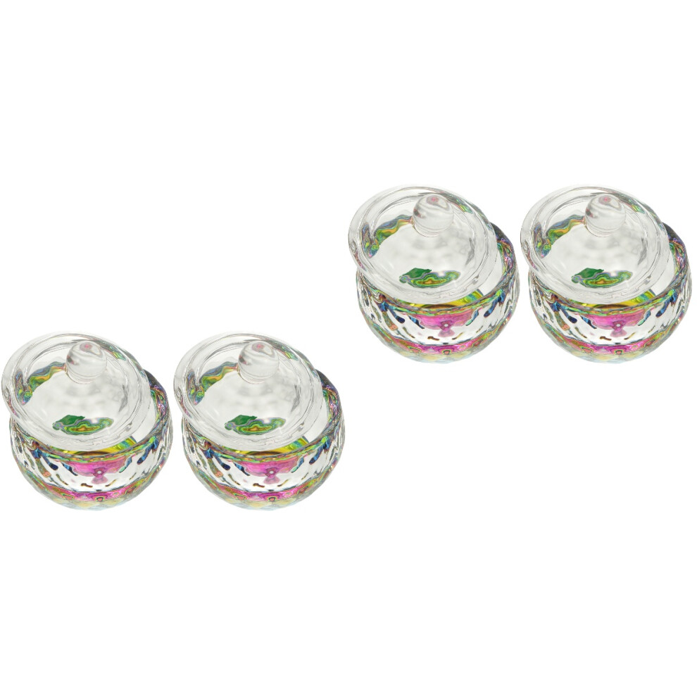 Vaguelly 4Pcs Crystal Nail Art Glass Cups Multi Color Liquid Powder Containers