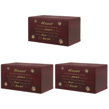 3Pcs Dark Red Wooden Pet Urns for Ashes Durable Memorial Keepsake