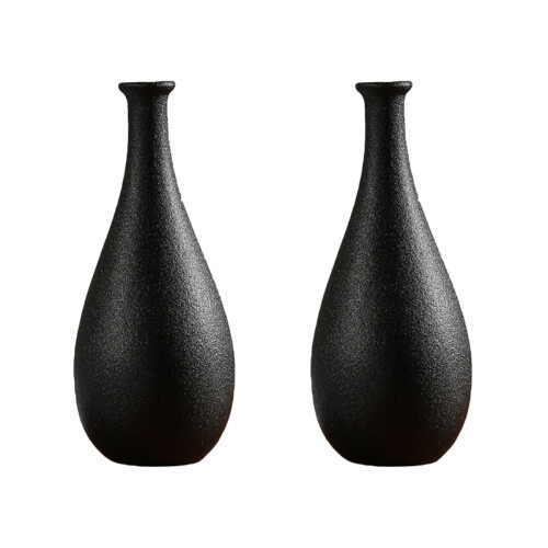 2Pcs Black Ceramic Flower Vase Simplicity Style for Home