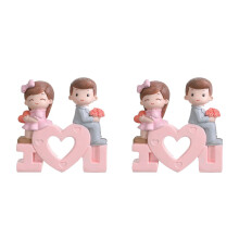 2 Pcs Valentine's Day Bride And Groom Resin Cake Decorations