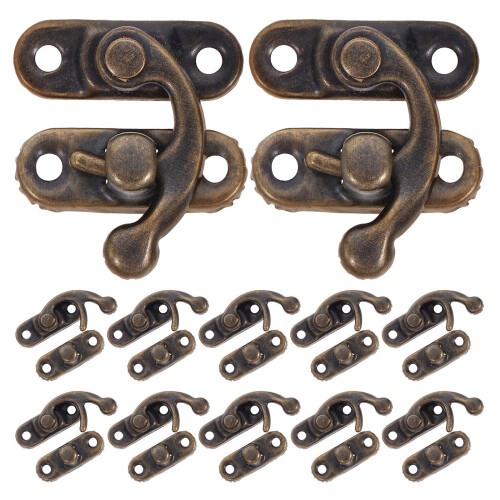20 Pcs Box Clasp Latch Lock Catch Drawer Hatch Antique Bronze Hook