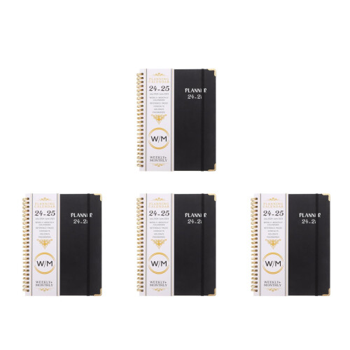 4Pcs Thick Spiral Notebook Work Diary Black Multi-Use Planner