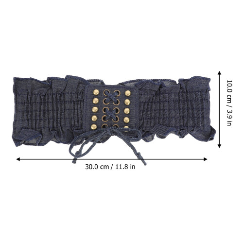 1Stk Elastischer Macrame Denim Taillengürtel Canvas Für Damen 1
