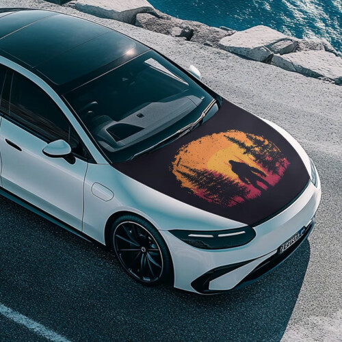 Capa removível para capô de carro – Design Sunset Gorilla Forest, compatível com a maioria dos sedãs e caminhonetes, 39,37 x 59,05 polegadas 2