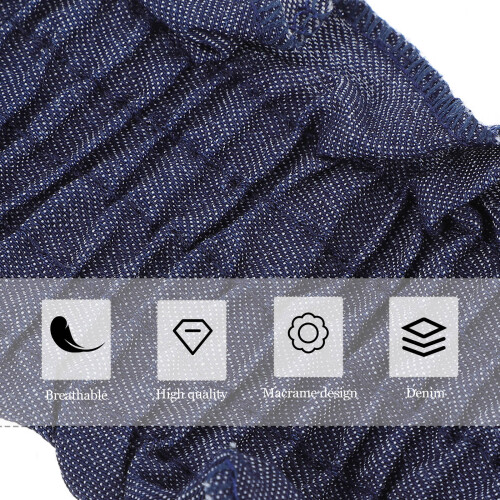 1Stk Elastischer Macrame Denim Taillengürtel Canvas Für Damen 2