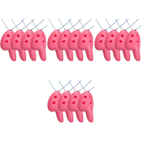 16Pcs Kids 6-Hole Pink Plastic Ocarina Beginner Musical Learning Tool