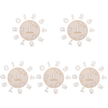 5Sets Wood Monthly Light Yellow Newborn Announcement Discs