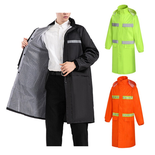 High Visibility Long Construction Jacket Reflective Rain Jacket Rain Coat Gear 1