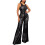 Women's Solid Black Sequin Jumpsuit High-Waisted Sleeveless 1