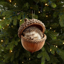 Decorazioni natalizie a forma di ghianda con animali del bosco, perfette per l'albero di Natale, regalo personalizzato per gli amanti degli animali