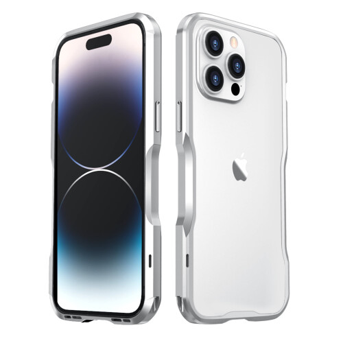 Λεπτή θήκη αλουμινίου για iPhone14Pro Max (6.7", 2022) – Αντικραδασμική, ασημί, συμβατή με