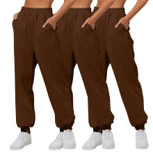 Set van 3 dames joggingbroeken: rechte pijpen, losse pasvorm, elastische tailleband met trekkoord, casual joggingbroek met zakken.