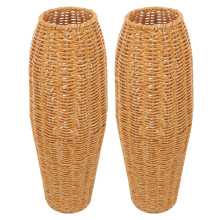 Vaso de chão decorativo em plástico marrom para decoração de casa, design simples, conjunto de 2 peças, 95 cm (37,5 pol.)