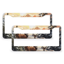 Watercolor Snowy Christmas Farm Deer License Plate Frames 2