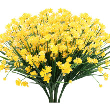 Morttic 6-pack UV-bestendige kunstbloemen, geel, voor binnen/buiten, begraafplaats, bruiloft, vaasdecoratie – geschikt voor standaard bloempotten