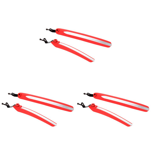 3Pairs Red Mountain Bicycle Mud Guards Flexible Easy-to-Install 2