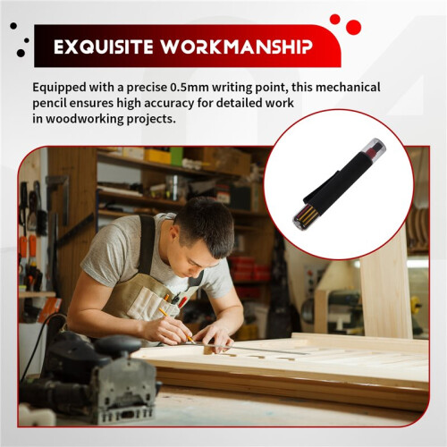 Solid Carpenter Pencil Woodworking Mechanical 3 Colors Refill Construction Marking Scriber Built-in Sharpener Black 2