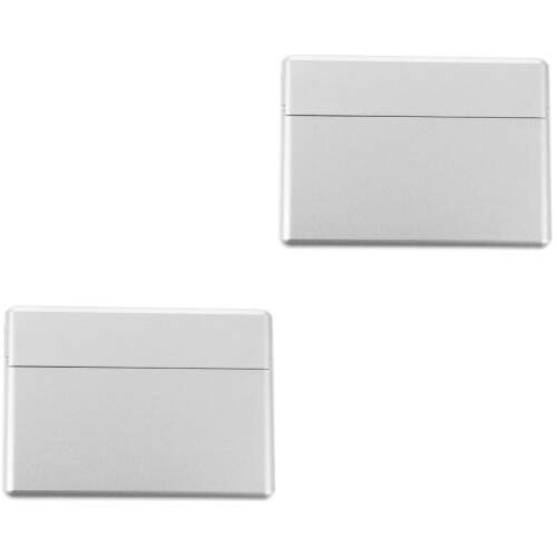 2Pcs Compact Aluminum Alloy Silver Storage Case Holder 2