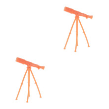 2Pcs Miniature Dollhouse Telescopes Resin Toy Accessories Orange Color