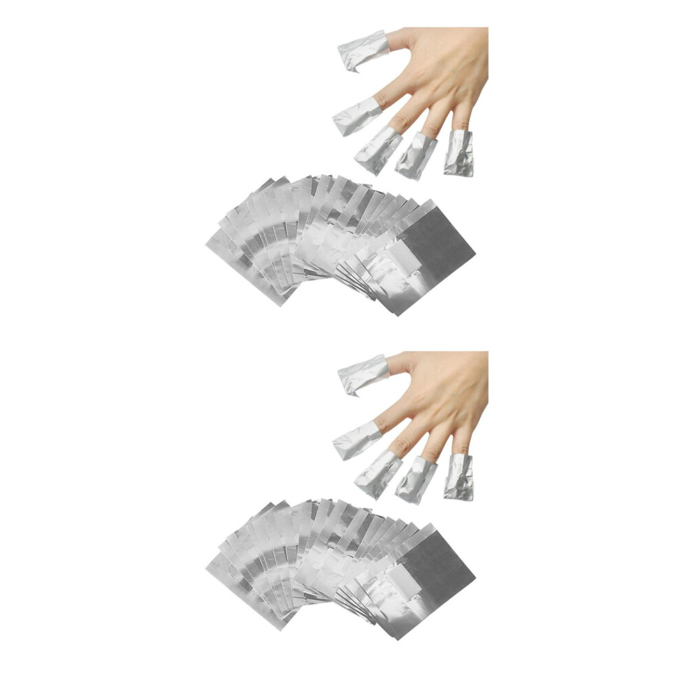 Vaguelly Silver 200Pcs Foil Nail Remover Wraps Durable Pads For Salon And Home