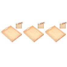 3Pcs Multi Wooden Serving Trays with Handles Storage Boxes