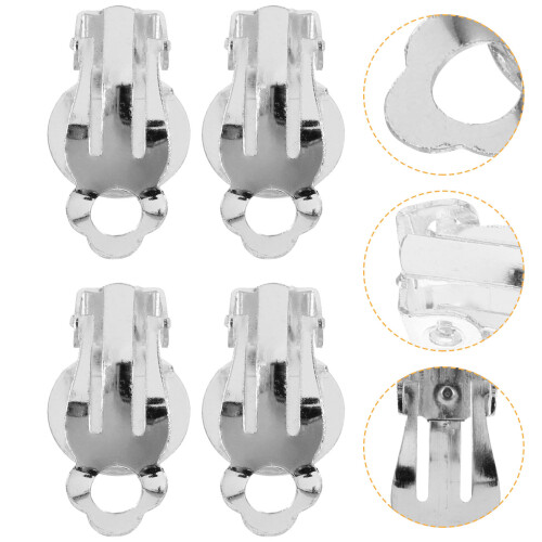 60Pcs Silver Round Ear Clips Earring Converter Clip on Comfortable