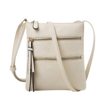 Crossbody kabelka s viacerými vreckami na zips a nastaviteľným popruhom