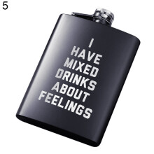 Opolski 8oz Men Funny Letter Print Stainless Steel Hip Flask Whiskey Alcohol Container