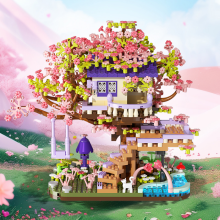 Trehusbyggesett for voksne, blomsterhus DIY-byggesett med mikrobyggeklosser, konstruksjonsleke for barn, gaver og hjemmedekor