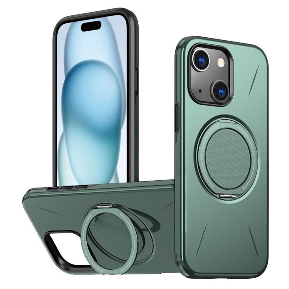 Ultra Slim Hybrid Tpu+Pc Case For Iphone 15 PlusâMagsafe Compatible, Metal Rotating Holder, Military Shockproof, Green 9340959397723