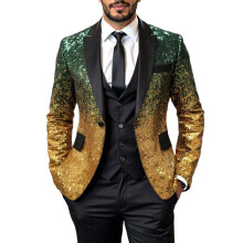 Men's Sparkle Dance Suit Blazer Stage Performance Glitter Tuxedo Jacket Slim Fit Polyester Formal Wear