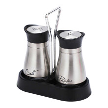 Ensemble de salière et poivrière en acier inoxydable avec bouteilles en verre, 2 pièces + support, compatible avec les tables à manger, les