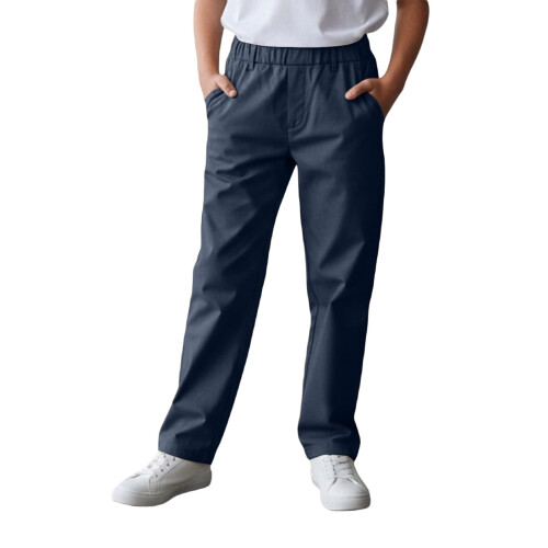 Boys Navy Chino Pants with Pockets Pull-On Straight Fit