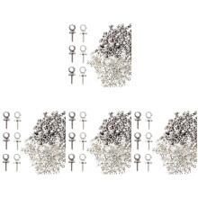 8Sets Durable Silver Threaded Eye Screw Hooks for Jewelry Making