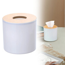 Keuken houten tissuebox van massief hout, stijlvolle houder voor tissues, hotel opbergdoos, 13,3*13,3 cm, wit