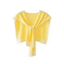 Xale pequeno de tricô feminino, amarelo.