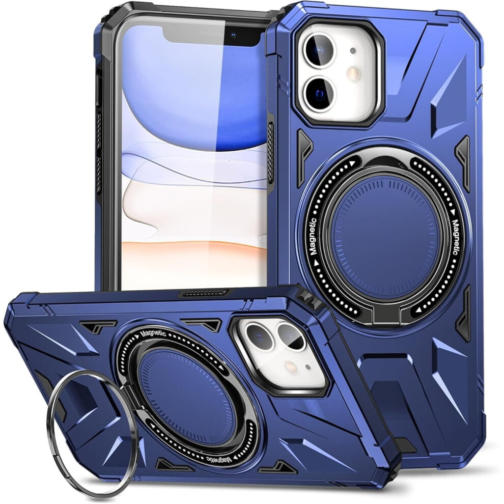 Iphone 12/12 Pro 6.1" Case: 360 Spin Magnetic Ring Holder, Magsafe Compatible, 16Ft Mil-Grade Shockproof, Blue 9340959396191