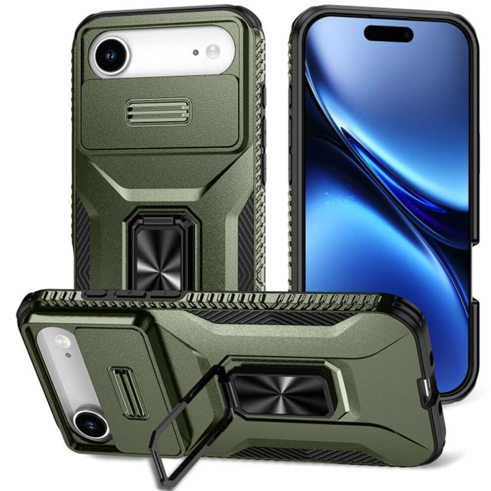 Slim Shockproof Hybrid Case For Iphone Air 6.5" Â Slide Camera Cover, Rotated Ring Kickstand, Military-Grade, Alpine Compatible With Iphone Green 9340959396320