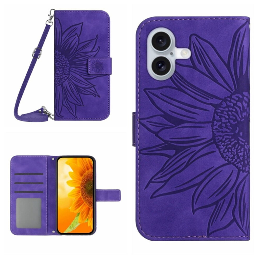 Sunflower Embossed Pu Leather Wallet Case For Iphone 16 9122141653516