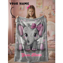 Pătură comemorativă cu elefant în familie – Fotografie personalizată