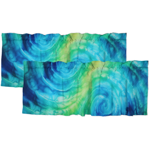 Κουρτίνες Tie-Dye σε χρώμα ακουαρέλας boho, μπλε τιρκουάζ, 54x18in, 2 πάνελ, με τσέπη σε