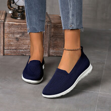 Tênis Willtoo Feminino, Sapatilhas Femininas Slip-on, Mocassins de Malha Confortáveis, Tênis Leves para Caminhada, Azul Royal, Tamanho 9 (Largura)
