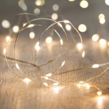 Guirlande lumineuse à piles de 3 m (10 pi) avec 20 LED, fil de cuivre étanche, blanc chaud – idéale pour décorer mariages, fêtes, bocaux Mason