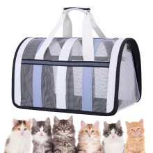 Portable Soft-Sided Pet Carrier for Small Dogs & Cats, Breathable Mesh Travel Bag, Collapsible Cat Carrying Case (Light Blue-S)