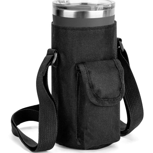 Bolsa transversal preta com alça, compatível com YETI Rambler 20oz e IRONFLASK2.0 20/24oz.
