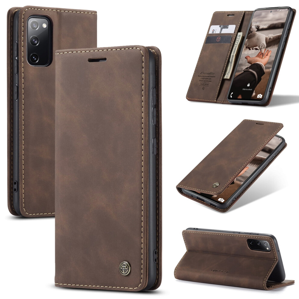 Caseme Leather Flip Wallet Case For Compatible With Samsung Galaxy S20 Fe 5G – Magnetic, Card Holder, Kickstand, Shockproof 9340959400447