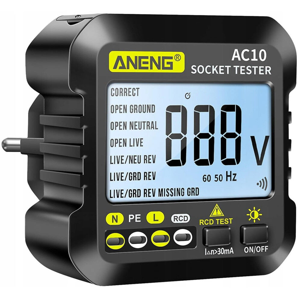 Socket Phase Detector Digital Voltage Display Ground Leakage Test Circuit Breaker Trip Test Electrical Appliances 9340959400508