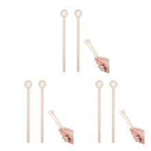 6Pcs Kid-Friendly Wooden Xylophone Mallets Beige Soft Drum Sticks Set