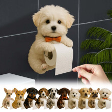 Grappige 3D-geprinte toiletpapierhouder in de vorm van een hond, wandgemonteerde tissue dispenser voor badkamer/keuken – geschikt voor standaard