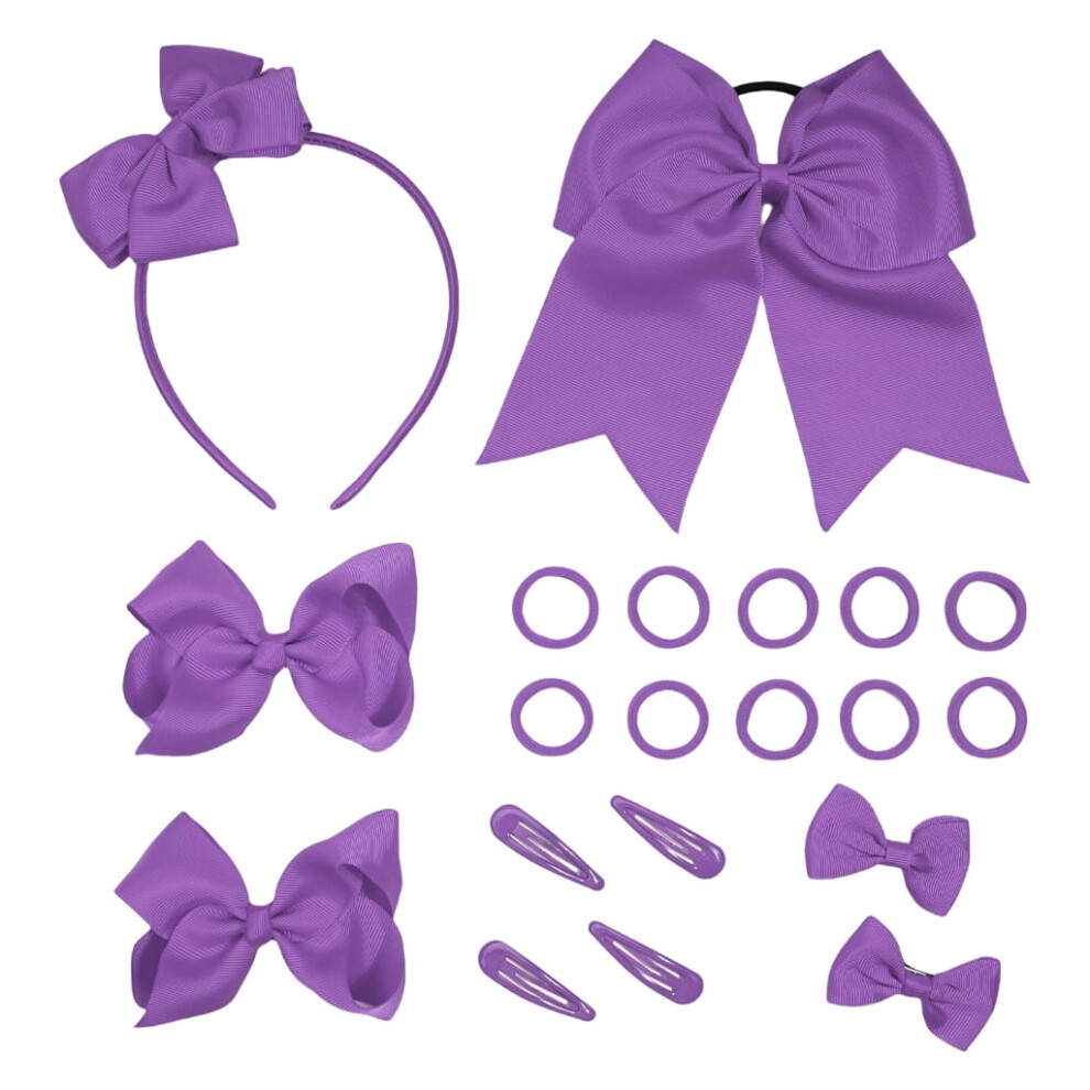 Unisex School Hair Accessories Set For Little Teen Girls Uniform Hair Bows Set With Hair Clips,Headbands And Ponytail Holders